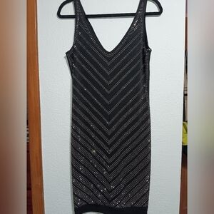 Cache Black Studded Chevron Mini Dress